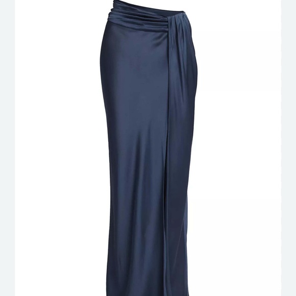Lapointe Ink Satin Asymmetrical Maxi Skirt - Picture 1 of 3